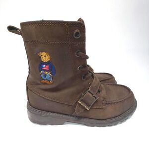 Polo Ralph Lauren Polo Bear Leather Boots‎ Women's 5.5 Youth 4 Brown